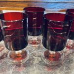 Set med 6 röda Luminarcglas höjd 9,2 cm