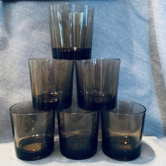 Set med 6 Luminarc rökfärgade glas
