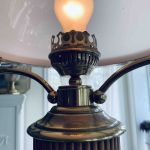 Taklampa dimbar metall och trä med glaskupa