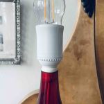 Lampfot i rött glas - ny sladd
