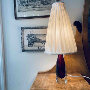 Lampfot i rött glas - ny sladd