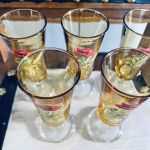 4 snapsglas gula målade