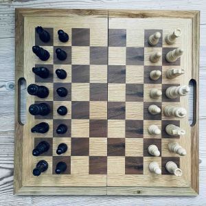 Schackspel i trä - ihopfällbart