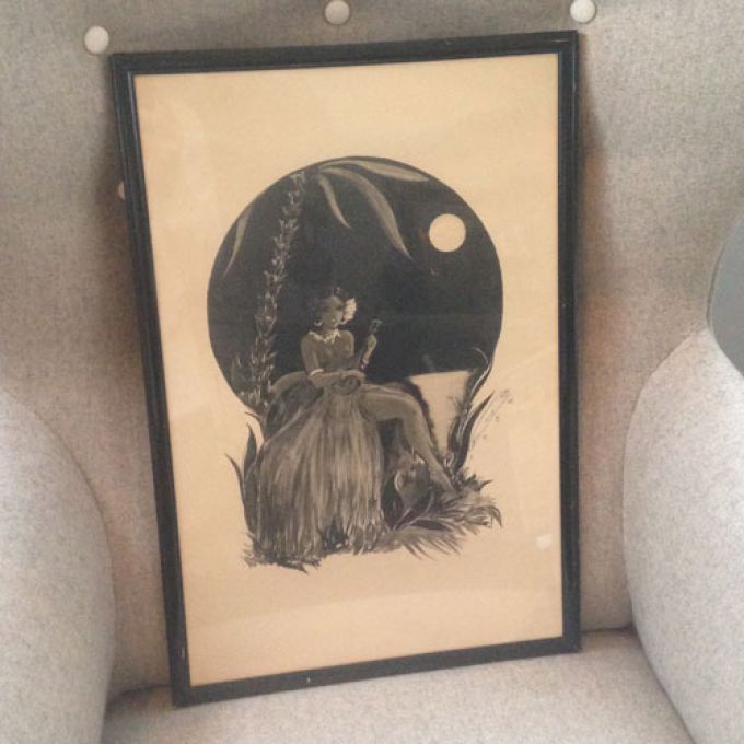 Tavla Söderhavstjej, sign D. H. L. 1934