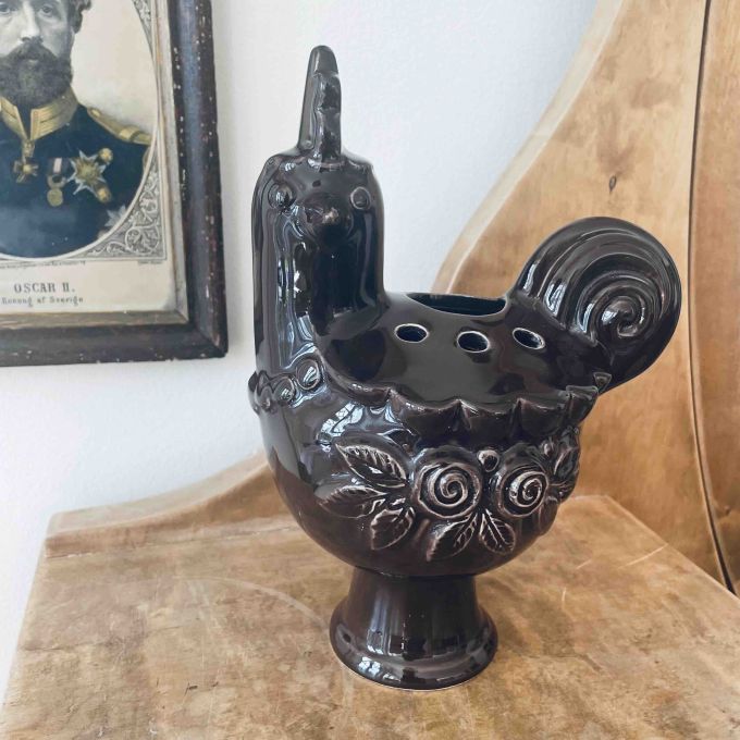 Keramikvas Rosa Ljung Tupp brunlaserad