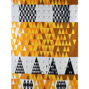 SISTA BITEN i Sverige: 2,5 m Pythagoras - Sven Markelius - 100% LIN Handtryck - GUL färg