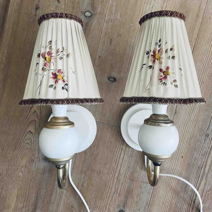 Paret lampetter trä vit guld - ny el