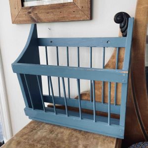 Väggkorg trä blåmålad