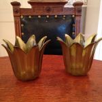 Paret värmeljushållare - grönt glas