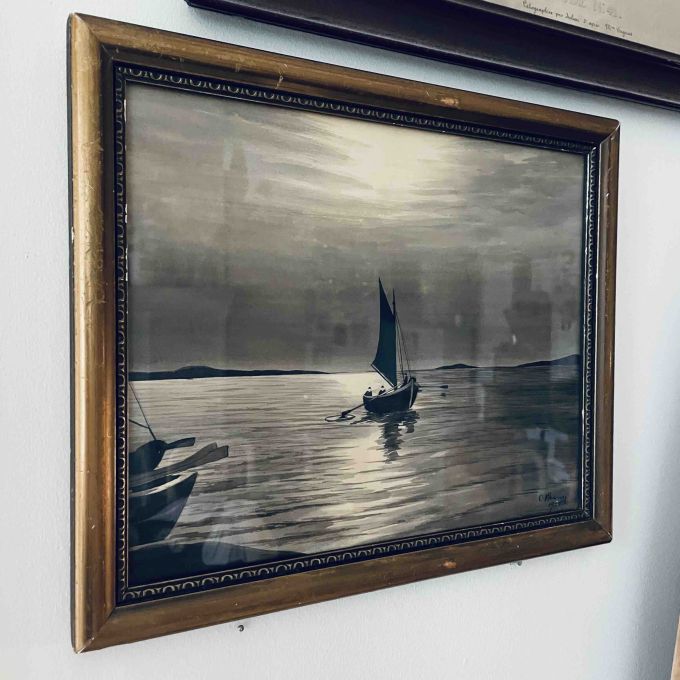 Metallram med äldre etsning