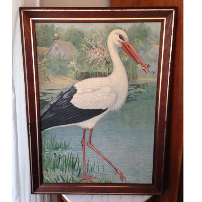 Skolplansch Stork Inramad