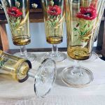 4 snapsglas gula målade