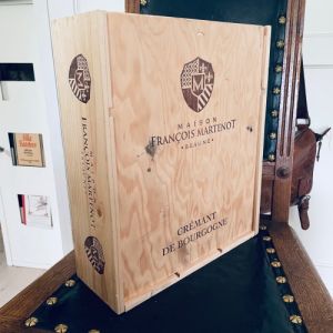 Champagnelåda i trä för tre flaskor