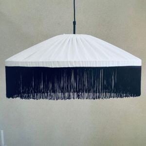 Lampskärm Ingela - Linnetyg med frans - 4 storlekar