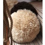 Lammskinnskudde Långhårig Lockig Rund 40 cm