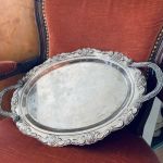 Avlång bricka med handtag nysilver