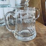 Set med 7 antika glasbägare etsade