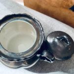 Sockerskål porslin metallfärgad