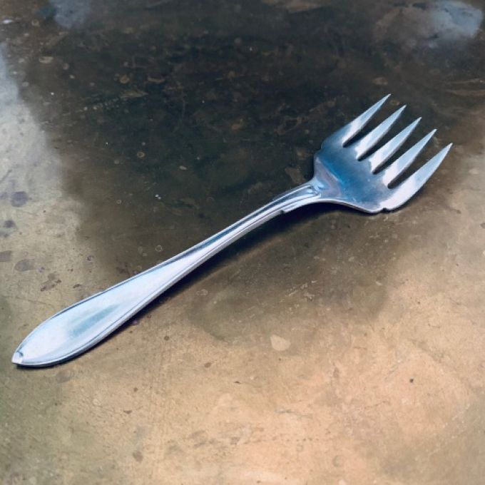 Liten gaffel bred nysilver