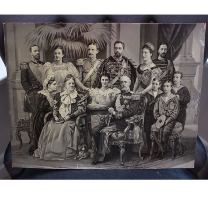 Äldre kartongtryck - Kungafamilj