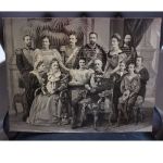 Äldre kartongtryck - Kungafamilj