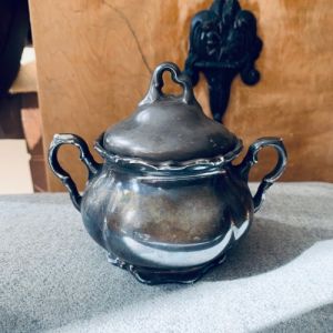 Sockerskål porslin metallfärgad