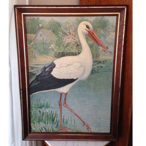 Skolplansch Stork Inramad