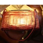 Damväska Krokodilskinn Vinröd